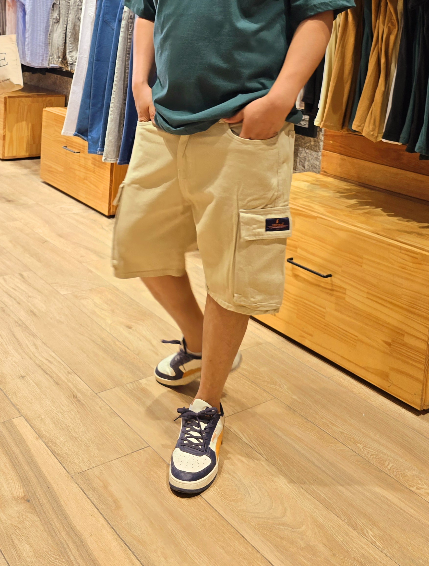 #404 Bermuda Mom Cargo: BEIGE - Image 2