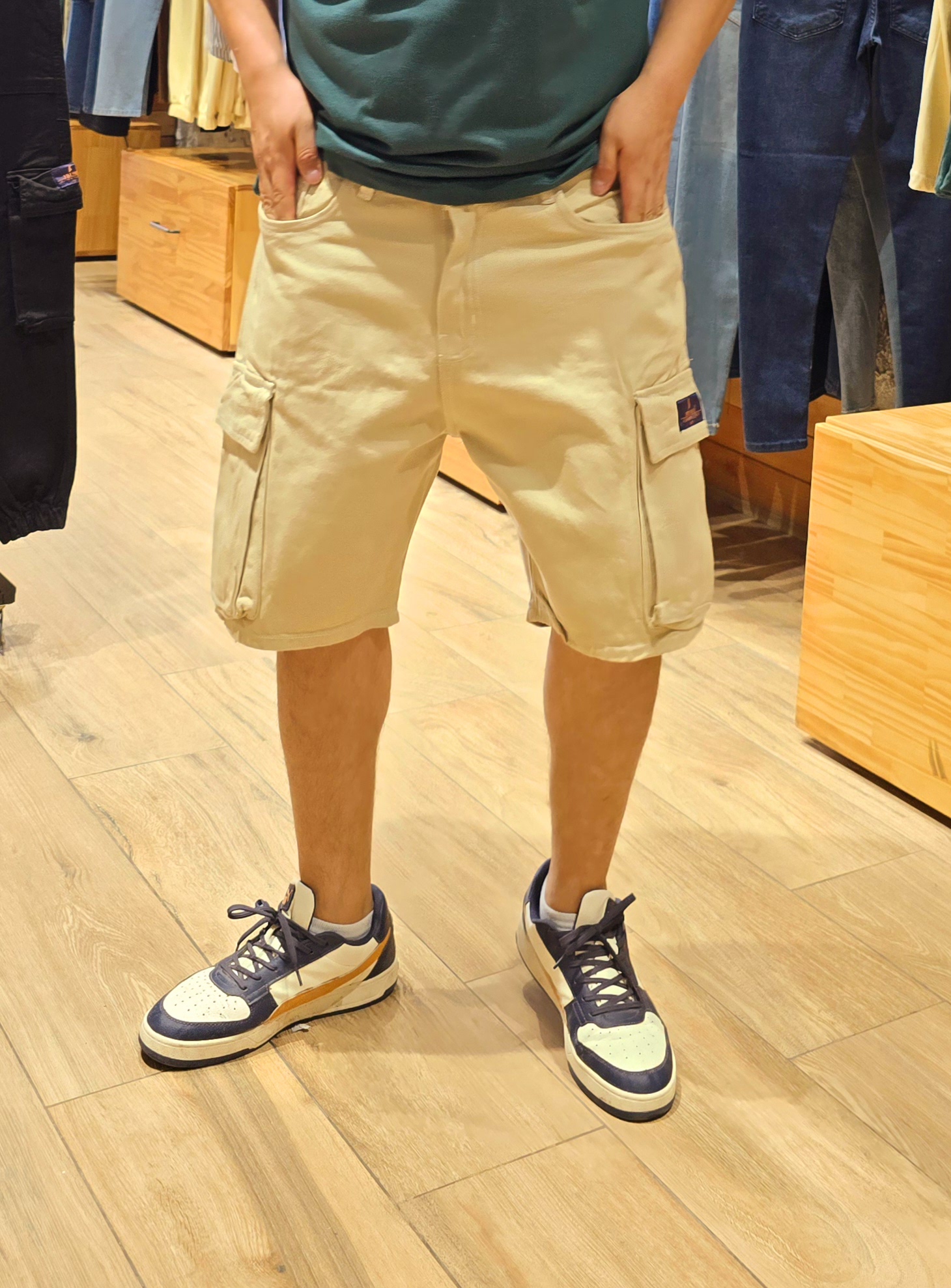 #404 Bermuda Mom Cargo: BEIGE - Image 3